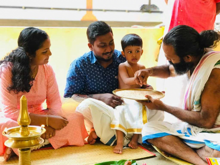 Thiruvambady, Elanjical Devi Temple Children about the initial letter of knowledge. image_cleanup