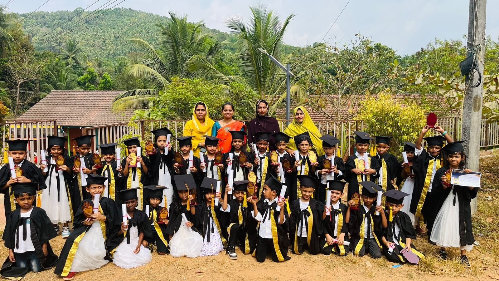 The graduation ceremony and cent of the party was colorfully conducted at Kannootippara Wings.