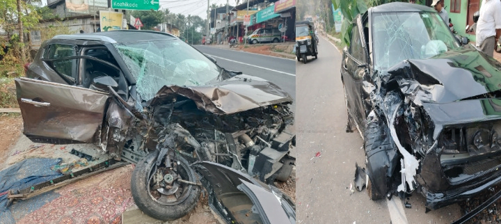 Thamarassery, കാറുകൾ കൂട്ടിയിടിച്ച് അപകടം; 7 പേര്ക്ക് പരിക്ക് 7 Car collision accident in Thamarassery 7 people injured cleanup