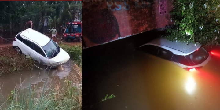 Koyilandy, കാര് കനാലിലേക്ക് വീണ് അപകടം 12 Koyilandy car falls into canal and accident cleanup