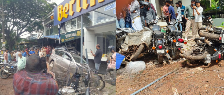 Kozhikode, നിയന്ത്രണം വിട്ട ഇന്നോവ കാർ കടകളിലേക്ക് ഇടിച്ചു കയറി അഞ്ചുപേർക്ക് പരിക്കേറ്റു 10 In Kozhikode five people were injured when an Innova car rammed into shops cleanup