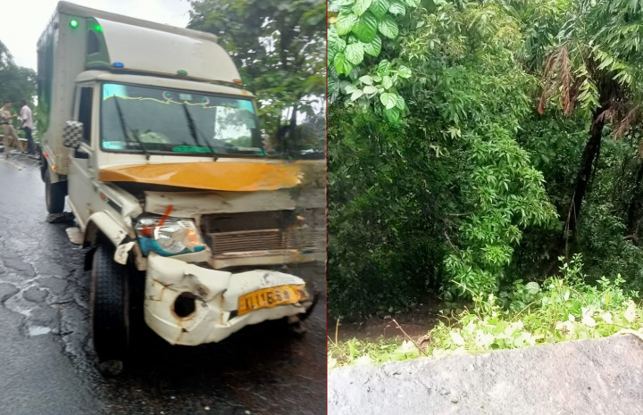 At Thamarassery the pickup van overturned at the pass cleanup