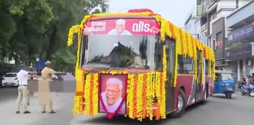 final salute to the revolutionary leader thousands gathered for a last glimpse ksrtc arranges special bus for the funeral procession