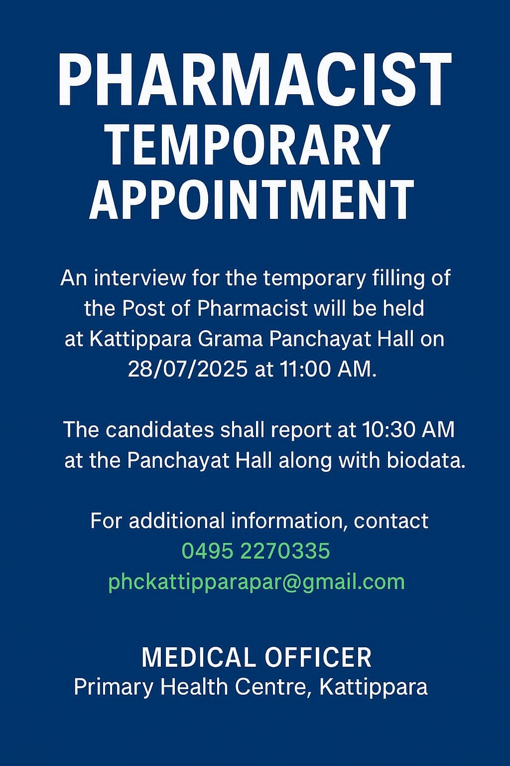 temporary-appointment-for-the-post-of-pharmacist-at-kattippara-primary-health-centre