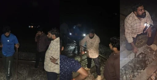 Kozhikode റെയില്വേ പാളത്തിൽ ഗര്ത്തം; നാട്ടുകാരുടെ ഇടപെടലില് ഒഴിവായത് വൻ അപകടം 7 sinkhole on kozhikode railway track major accident averted due to local residents intervention