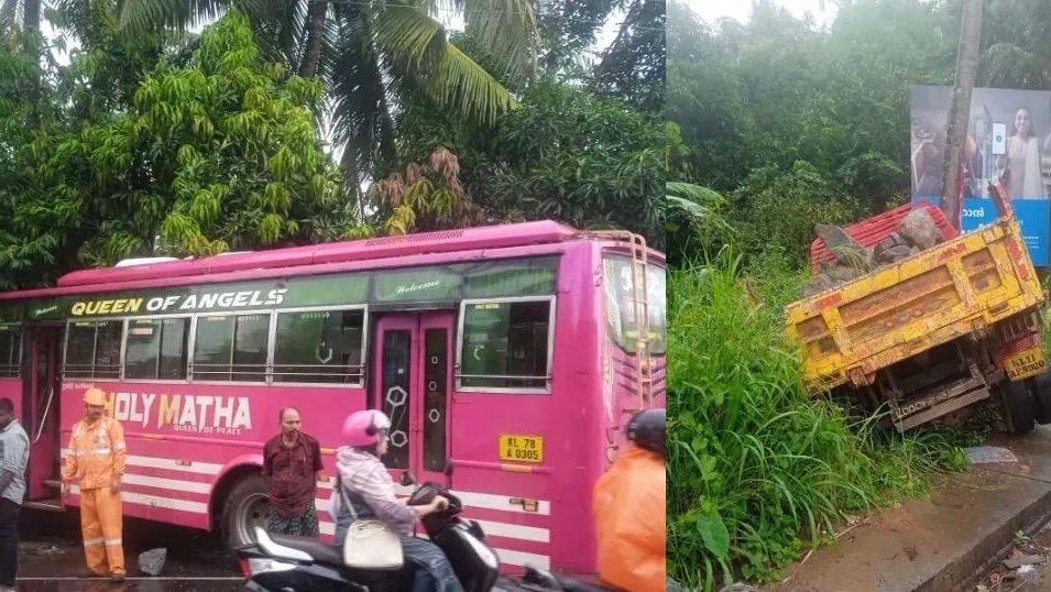 Korappuzha സ്വകാര്യ ബസും ടിപ്പറും ഇടിച്ച് അപകടം. നിരവധി പേർക്ക് പരിക്ക് 12 korappuzha a private bus and a tipper lorry collided causing an accident several people were injured