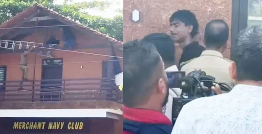 Kozhikode നഗരത്തില് കെട്ടിടത്തിനു മുകളിൽ കയറി യുവാവിന്റെ ആത്മഹത്യാ ഭീഷണി 12 kozhikode city a young man threatens suicide by climbing on top of a building